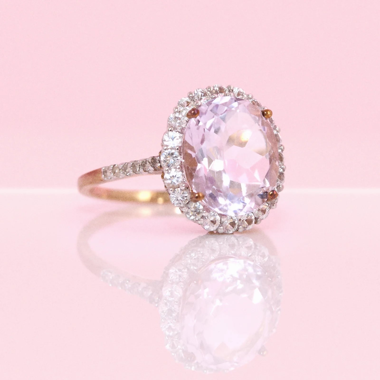 9ct gold amethyst and diamond cluster ring